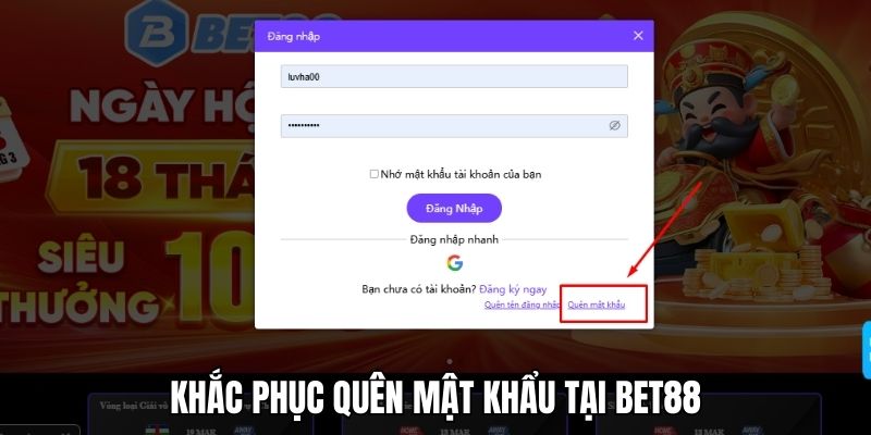 Xử lý ngay khi quên mật khẩu tại Bet88